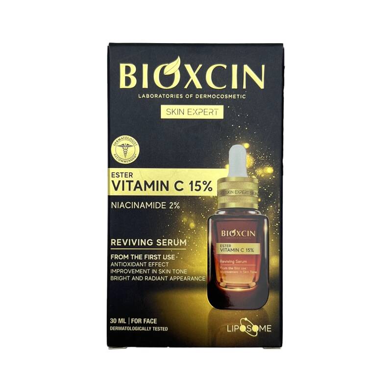 Bioxcin Ester Vitamin C 15% + Niasinamid 2% Serum 30ml — anti-aging parlaqlaşdırıcı serum